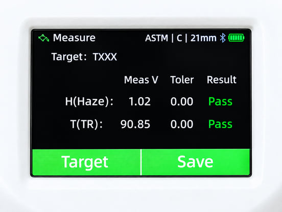 AMT606 Series Haze Meter — Measurement screen